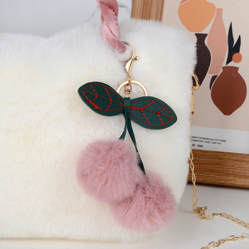 Ženska torbica od imitacijskog pliša s motivom trešnje, ručna i crossbody naramenica, velika zapremina, sladak crtani dizajn