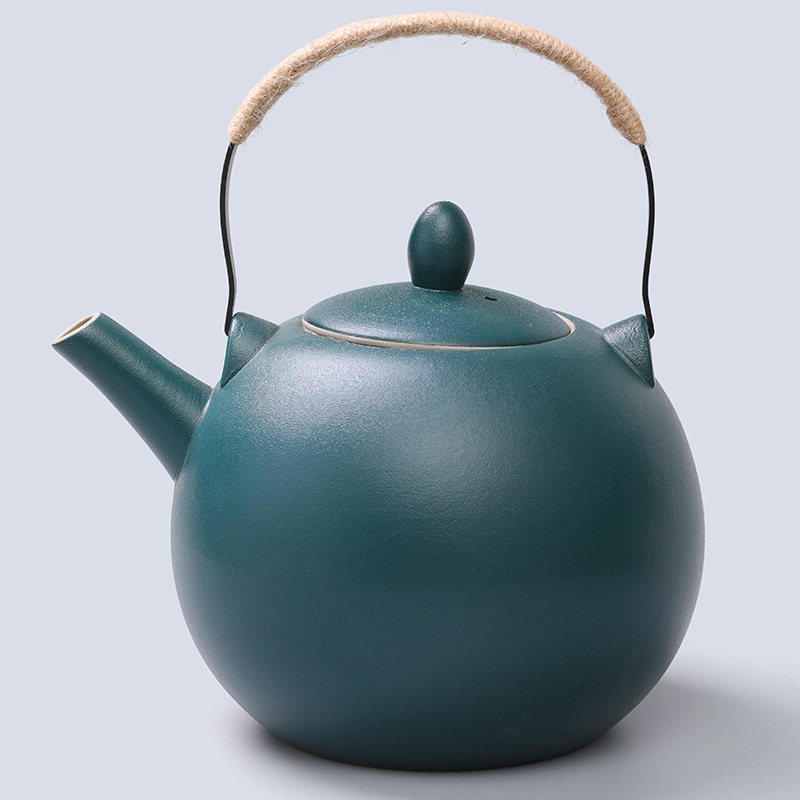 Ge Kiln Ceainic ceramic cu capacitate mare, cu filtru, stil japonez, mâner de ridicare