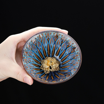 Set ceramic nou ars în cuptor: cești mari pentru gazdă și oaspete, cu inserții de aur și argint, formă neobișnuită, set creativ de ceai Kung Fu