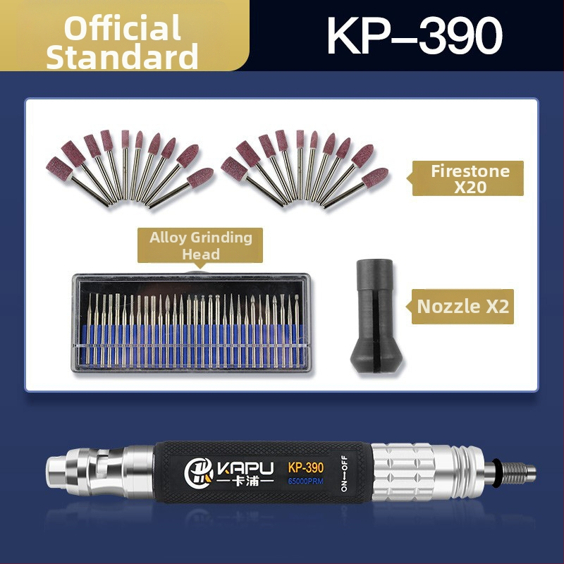 Set pneumatik de șlefuire și gravură Kapu: șlefuitor-die cu aer, instrument de debavare și polizare, capete de șlefuire, instrument de gravură, instrument de reparare a anvelopelor