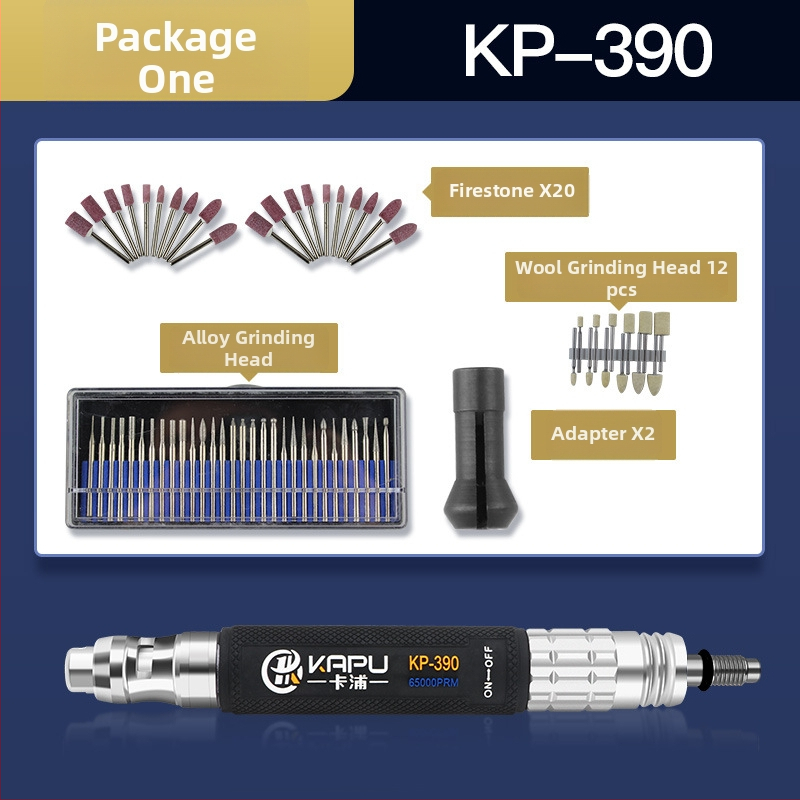 Set pneumatik de șlefuire și gravură Kapu: șlefuitor-die cu aer, instrument de debavare și polizare, capete de șlefuire, instrument de gravură, instrument de reparare a anvelopelor