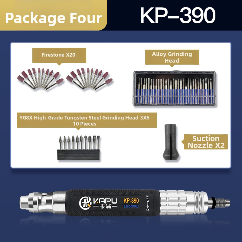 Set pneumatik de șlefuire și gravură Kapu: șlefuitor-die cu aer, instrument de debavare și polizare, capete de șlefuire, instrument de gravură, instrument de reparare a anvelopelor