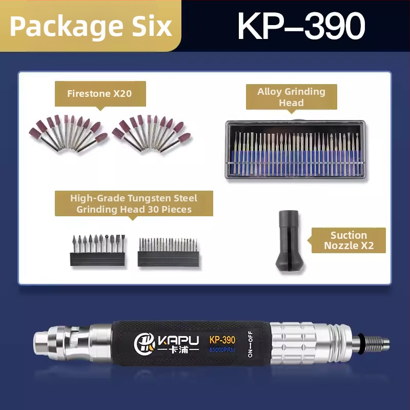 Set pneumatik de șlefuire și gravură Kapu: șlefuitor-die cu aer, instrument de debavare și polizare, capete de șlefuire, instrument de gravură, instrument de reparare a anvelopelor