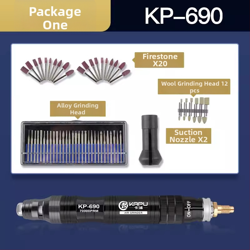 Set pneumatik de șlefuire și gravură Kapu: șlefuitor-die cu aer, instrument de debavare și polizare, capete de șlefuire, instrument de gravură, instrument de reparare a anvelopelor
