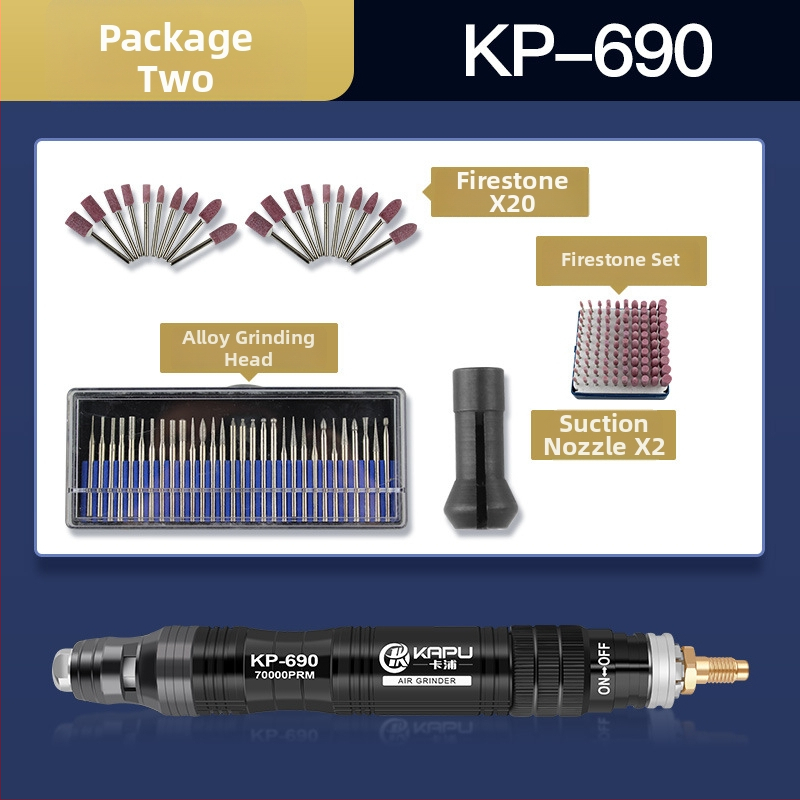 Set pneumatik de șlefuire și gravură Kapu: șlefuitor-die cu aer, instrument de debavare și polizare, capete de șlefuire, instrument de gravură, instrument de reparare a anvelopelor