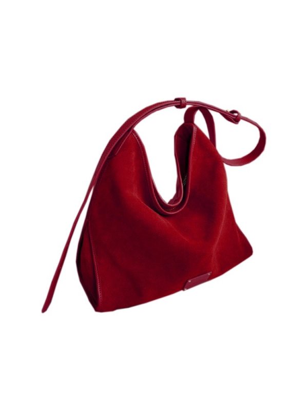 Crvena semišna crossbody Tote torbica za žene, velika kapaciteta, model 2025, luksuzna vjenčana i družičarska torbica