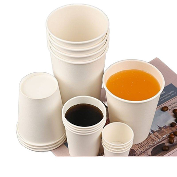 Ceașcă de hârtie albă, groasă, de unică folosință pentru băuturi reci, capacitate până la 100 ml, hârtie + peliculă PE