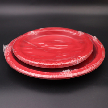 Farfurie plastic de unică folosință, 7 inch, roșie, rotundă, pentru fructe, salate, friptură, bucătărie occidentală