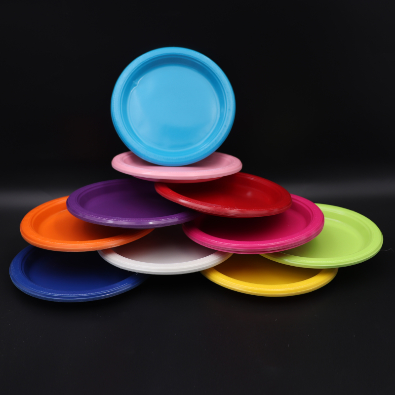 Farfurie plastic de unică folosință, 7 inch, roșie, rotundă, pentru fructe, salate, friptură, bucătărie occidentală