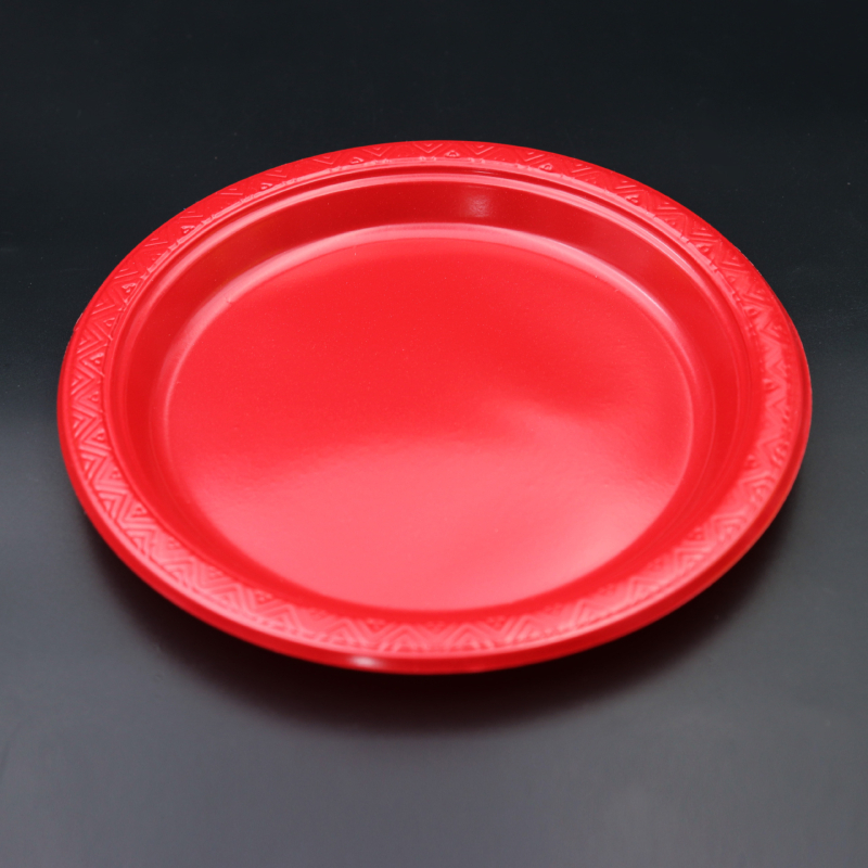 Farfurie plastic de unică folosință, 7 inch, roșie, rotundă, pentru fructe, salate, friptură, bucătărie occidentală