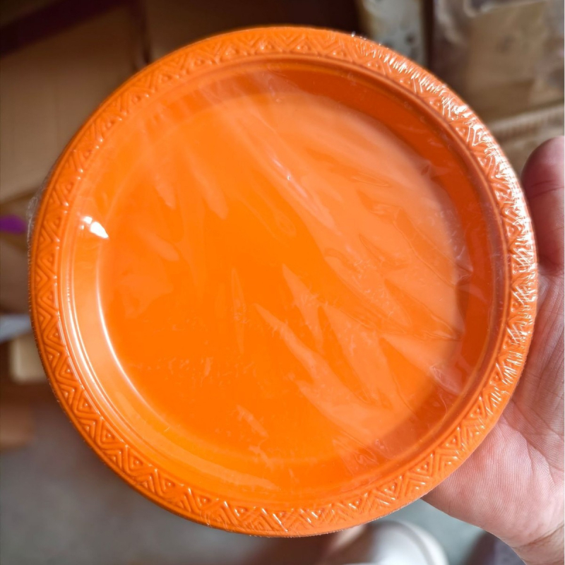 Farfurie plastic de unică folosință, 7 inch, roșie, rotundă, pentru fructe, salate, friptură, bucătărie occidentală