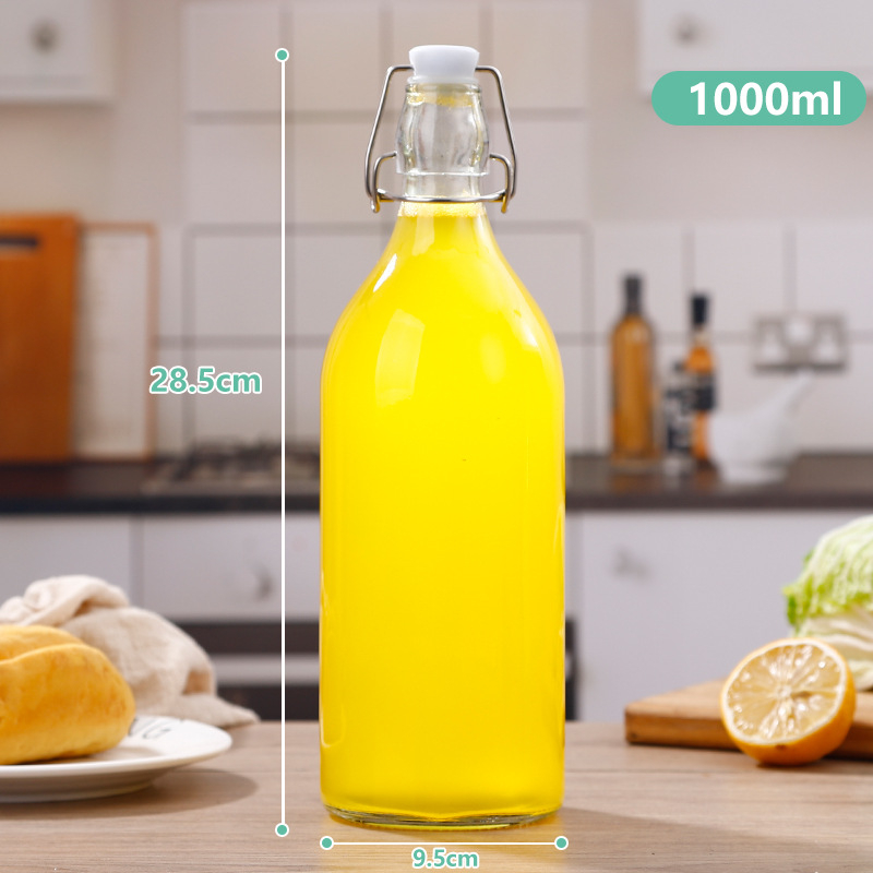 Staklena boca za kućnu proizvodnju s kopčastim zatvaračem, višenamjenska boca za napitke, sokove i ulje, 250–1000 ml
