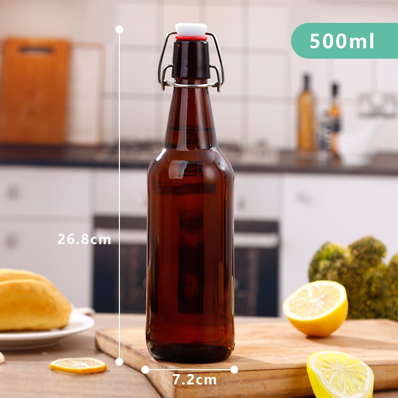 Staklena boca za kućnu proizvodnju s kopčastim zatvaračem, višenamjenska boca za napitke, sokove i ulje, 250–1000 ml
