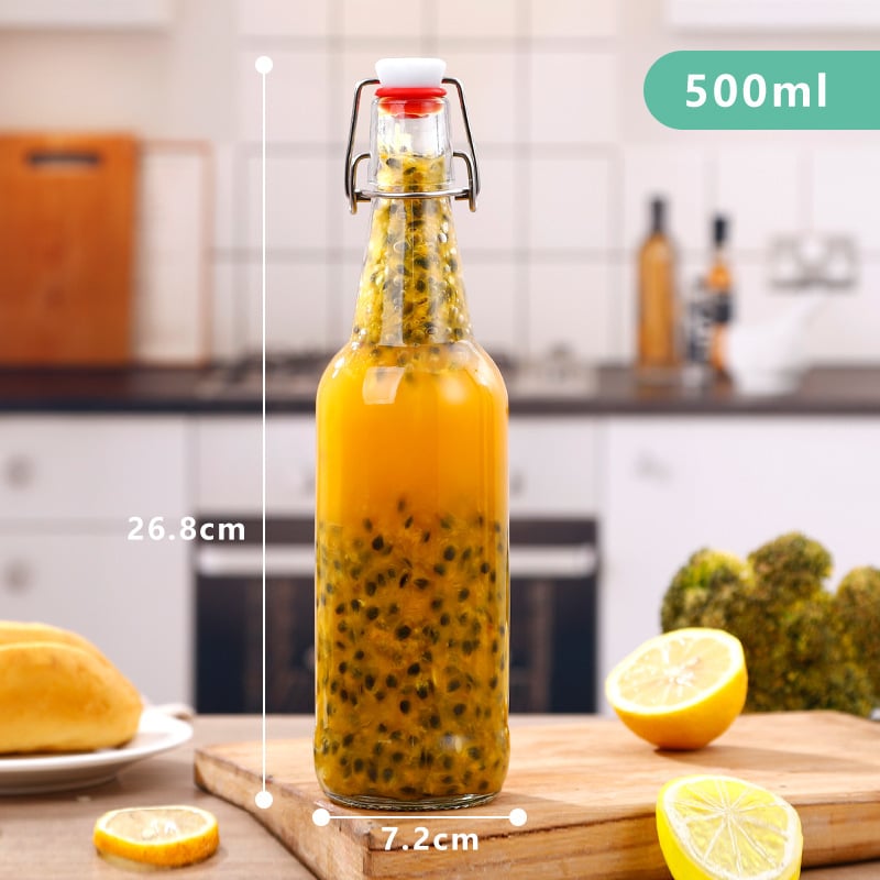 Staklena boca za kućnu proizvodnju s kopčastim zatvaračem, višenamjenska boca za napitke, sokove i ulje, 250–1000 ml