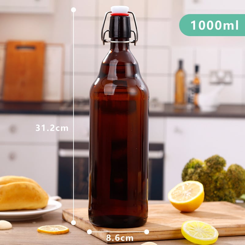 Staklena boca za kućnu proizvodnju s kopčastim zatvaračem, višenamjenska boca za napitke, sokove i ulje, 250–1000 ml