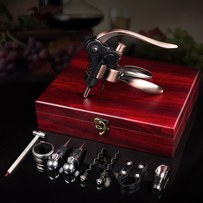 Set deschizătoare pentru sticle de vin, în formă de iepure, din aliaj de zinc, manual, cutie MDF