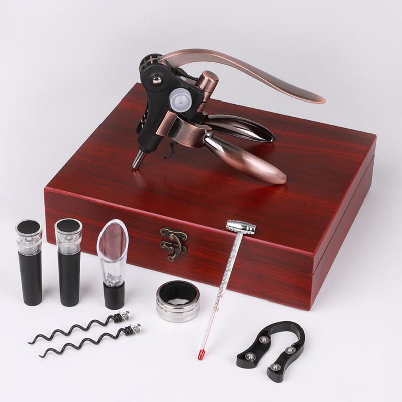 Set deschizătoare pentru sticle de vin, în formă de iepure, din aliaj de zinc, manual, cutie MDF