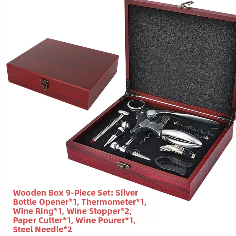 Set deschizătoare pentru sticle de vin, în formă de iepure, din aliaj de zinc, manual, cutie MDF