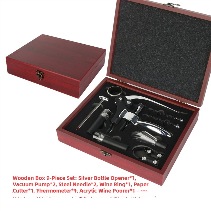 Set deschizătoare pentru sticle de vin, în formă de iepure, din aliaj de zinc, manual, cutie MDF