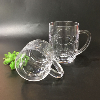 Pahar transparent din plastic PC cu mâner, rezistent la căderi; pahar din acril pentru bere și sucuri, cu design ananas.