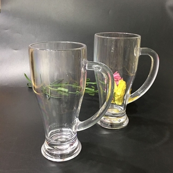 Pahar transparent din plastic PC cu mâner, rezistent la căderi; pahar din acril pentru bere și sucuri, cu design ananas.