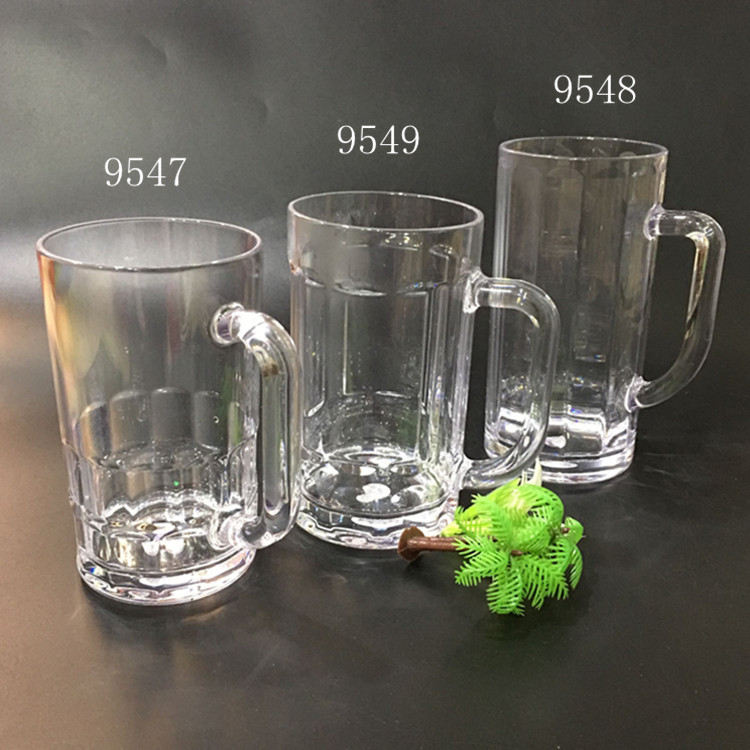 Pahar transparent din plastic PC cu mâner, rezistent la căderi; pahar din acril pentru bere și sucuri, cu design ananas.