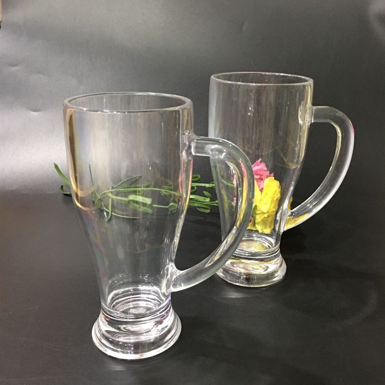 Pahar transparent din plastic PC cu mâner, rezistent la căderi; pahar din acril pentru bere și sucuri, cu design ananas.