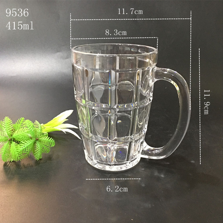 Pahar transparent din plastic PC cu mâner, rezistent la căderi; pahar din acril pentru bere și sucuri, cu design ananas.
