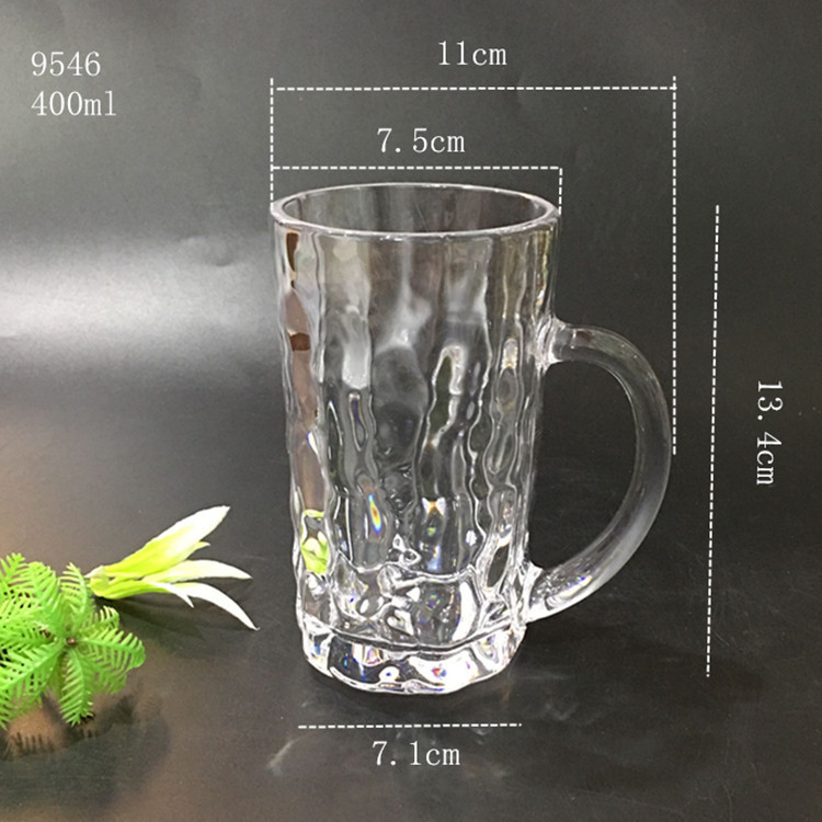 Pahar transparent din plastic PC cu mâner, rezistent la căderi; pahar din acril pentru bere și sucuri, cu design ananas.
