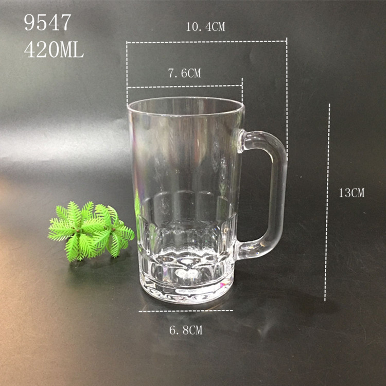 Pahar transparent din plastic PC cu mâner, rezistent la căderi; pahar din acril pentru bere și sucuri, cu design ananas.