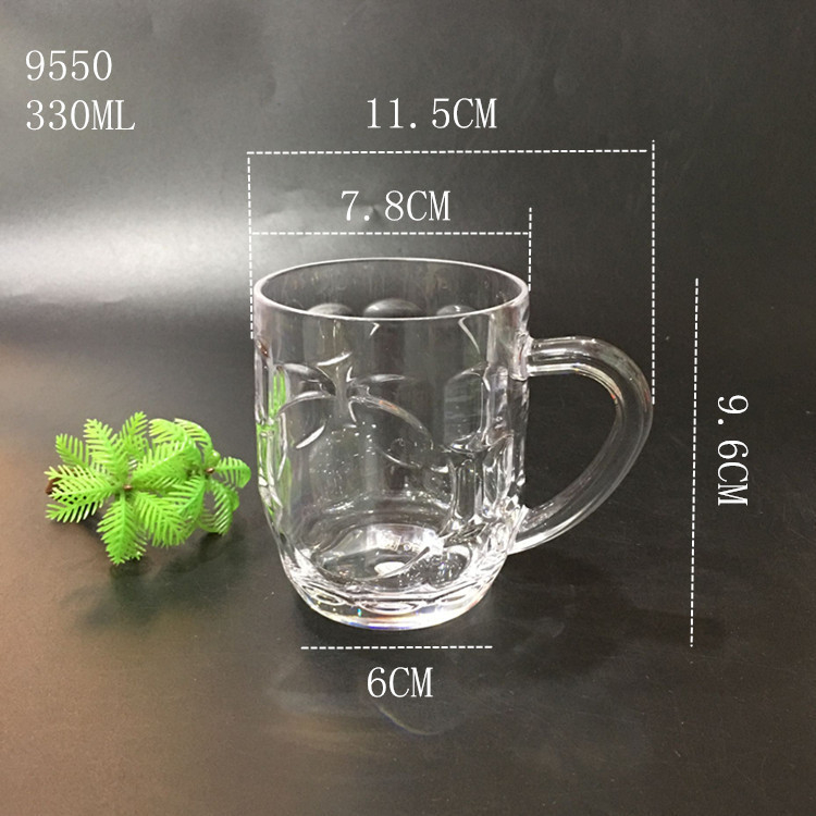Pahar transparent din plastic PC cu mâner, rezistent la căderi; pahar din acril pentru bere și sucuri, cu design ananas.