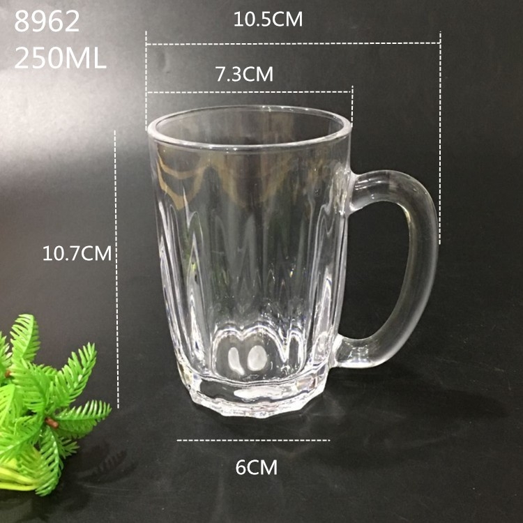 Pahar transparent din plastic PC cu mâner, rezistent la căderi; pahar din acril pentru bere și sucuri, cu design ananas.