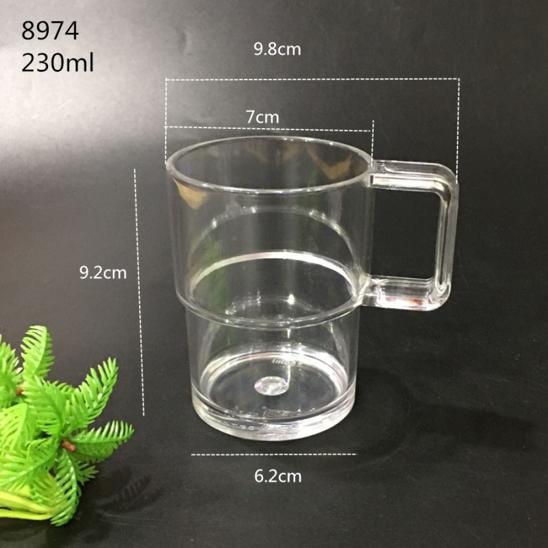 Pahar transparent din plastic PC cu mâner, rezistent la căderi; pahar din acril pentru bere și sucuri, cu design ananas.