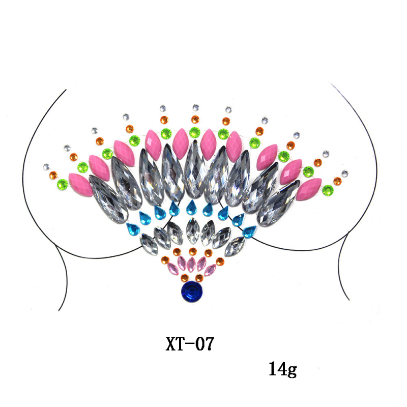 Νέο ακρυλικό αυτοκόλλητο στήθους με στρας από οικολογική ρητίνη, αυτοκόλλητο στήθους σε στυλ ευρωπαϊκό-αμερικανικό τατουάζ