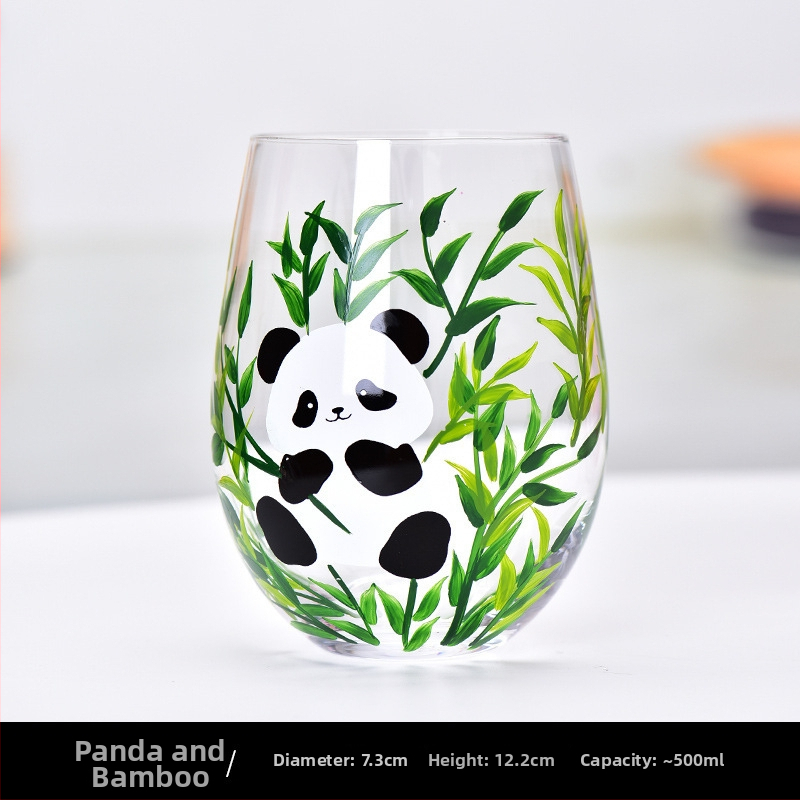 Pahar de vin roșu din sticlă pictat manual, pahar de degustare cu design colorat, cu picior înalt, pentru uz casnic.