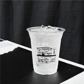 Pahar de cafea, de unică folosință, transparent, pentru băuturi reci și ceai cu lapte, diametrul 98 mm, capacitate 500 ml