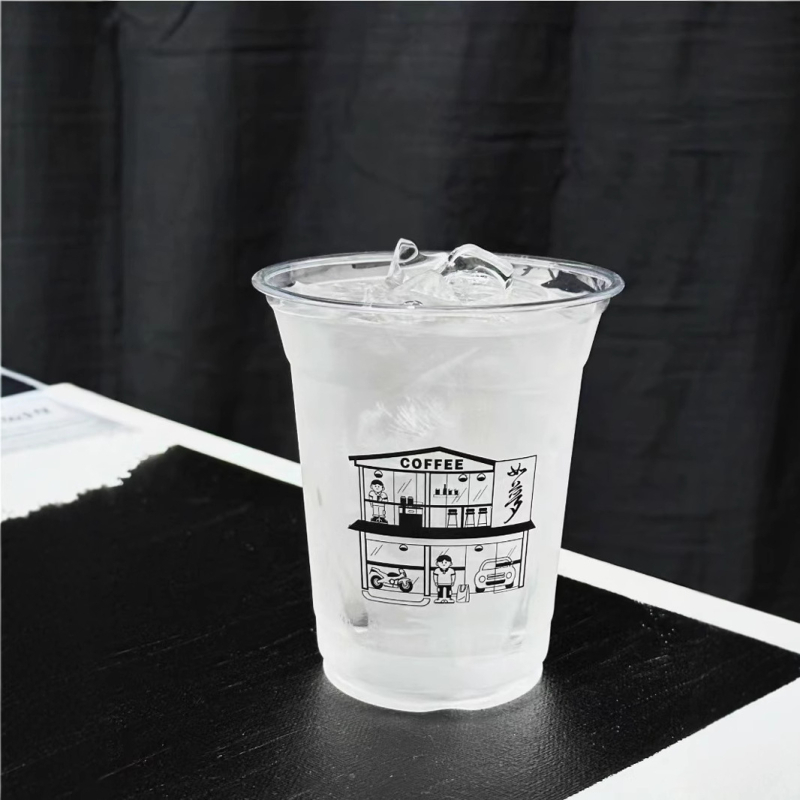 Pahar de cafea, de unică folosință, transparent, pentru băuturi reci și ceai cu lapte, diametrul 98 mm, capacitate 500 ml