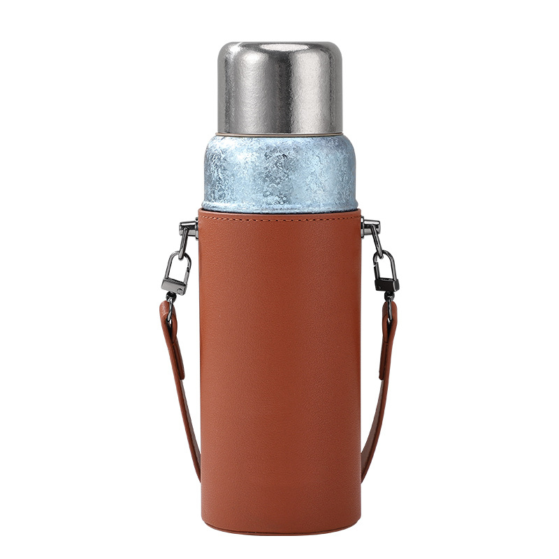 Husă pentru ceașcă din piele PU, design semiacoperire, pentru ceașcă din titan, husă portabilă, personalizabilă