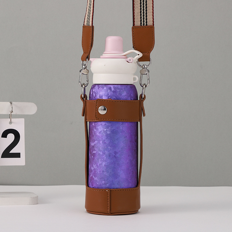 Husă pentru ceașcă din piele PU, design semiacoperire, pentru ceașcă din titan, husă portabilă, personalizabilă