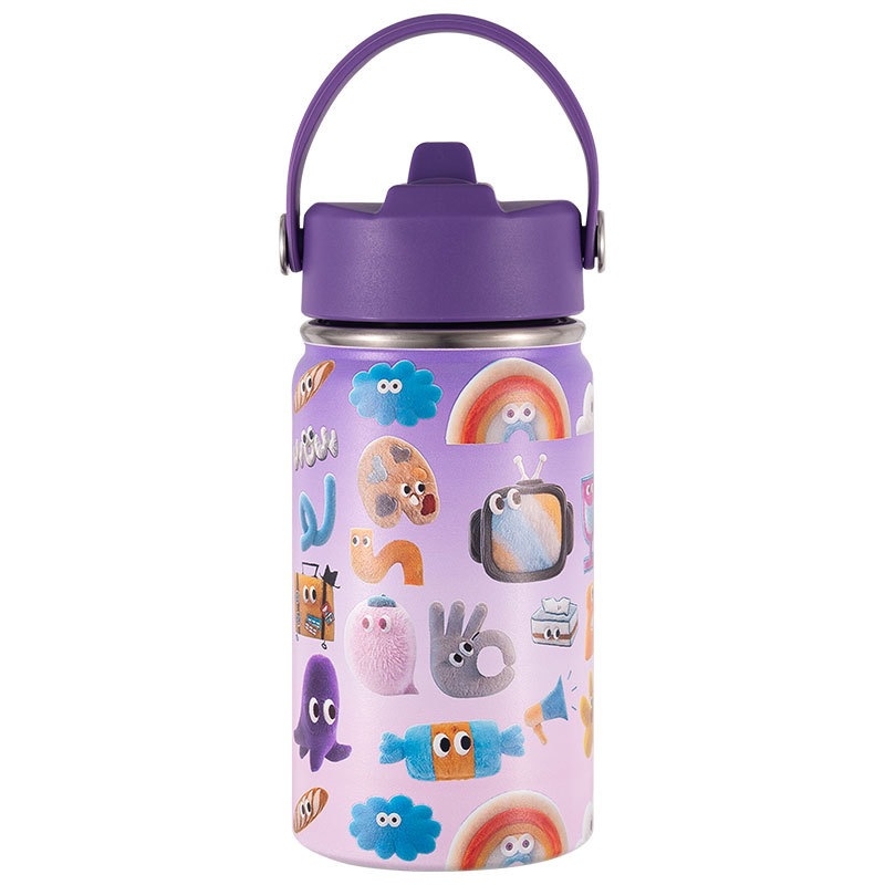 Cană izolatoare cu personaje de desene animate, portabilă pentru exterior, cu mâner inel, design în stil național, cană de buzunar și pentru mașină cu imprimare personalizată