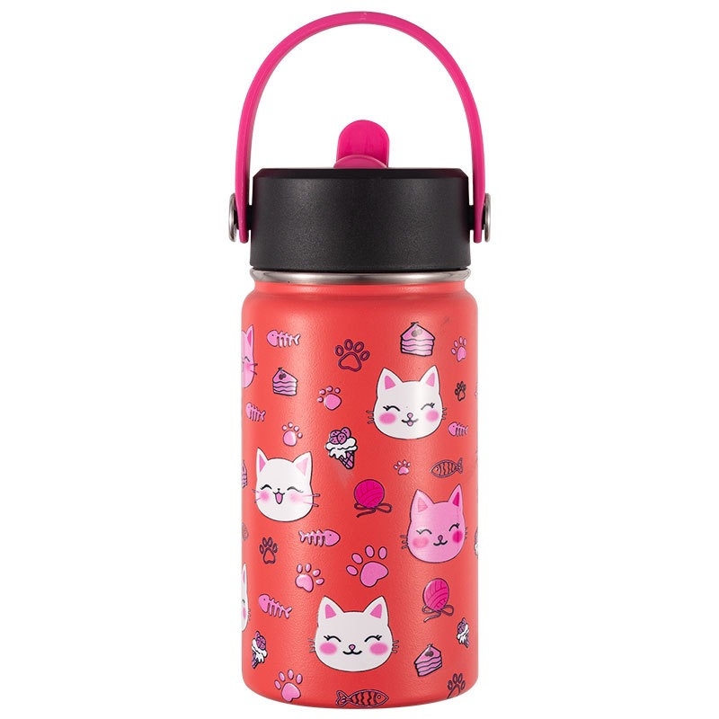 Cană izolatoare cu personaje de desene animate, portabilă pentru exterior, cu mâner inel, design în stil național, cană de buzunar și pentru mașină cu imprimare personalizată