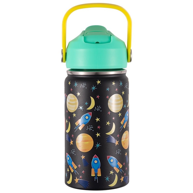 Cană izolatoare cu personaje de desene animate, portabilă pentru exterior, cu mâner inel, design în stil național, cană de buzunar și pentru mașină cu imprimare personalizată