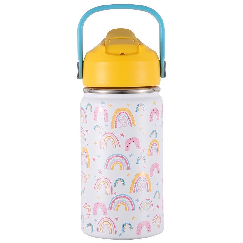 Cană izolatoare cu personaje de desene animate, portabilă pentru exterior, cu mâner inel, design în stil național, cană de buzunar și pentru mașină cu imprimare personalizată