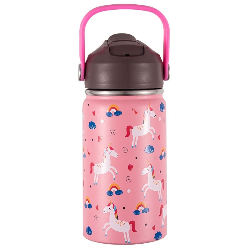 Cană izolatoare cu personaje de desene animate, portabilă pentru exterior, cu mâner inel, design în stil național, cană de buzunar și pentru mașină cu imprimare personalizată