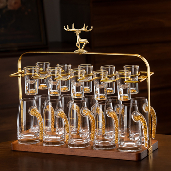 Set de 6 pahare din sticlă pentru lichior cu dozator, pentru uz casnic, design elegant