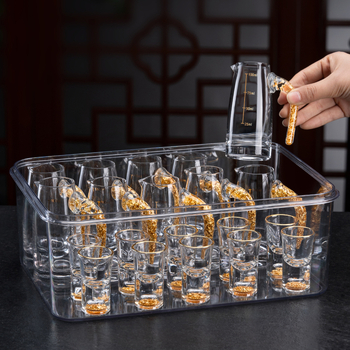 Set de 6 pahare din sticlă pentru lichior cu dozator, pentru uz casnic, design elegant