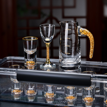 Set de 6 pahare din sticlă pentru lichior cu dozator, pentru uz casnic, design elegant