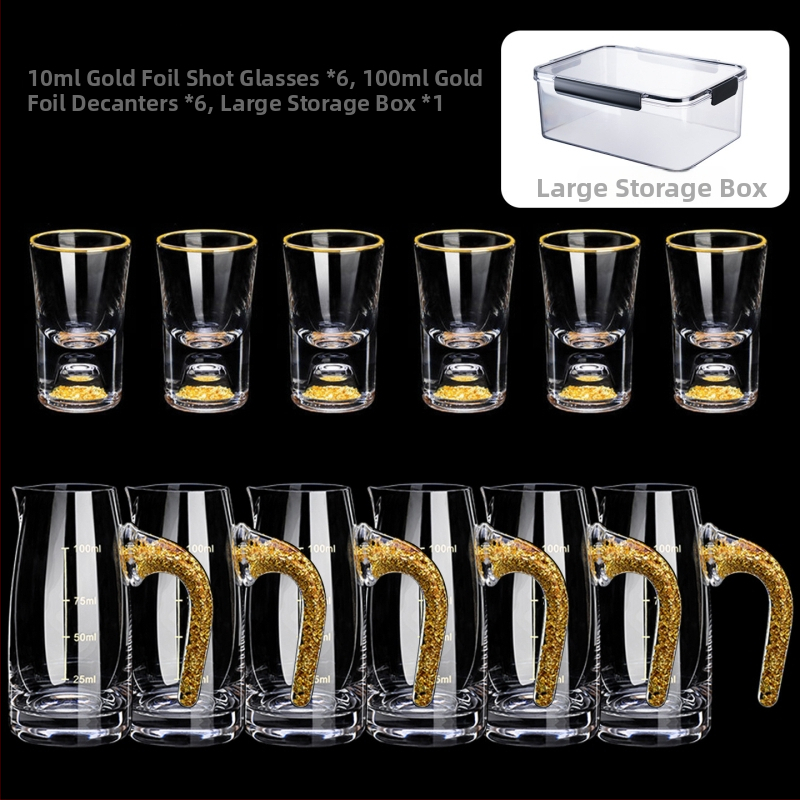 Set de 6 pahare din sticlă pentru lichior cu dozator, pentru uz casnic, design elegant