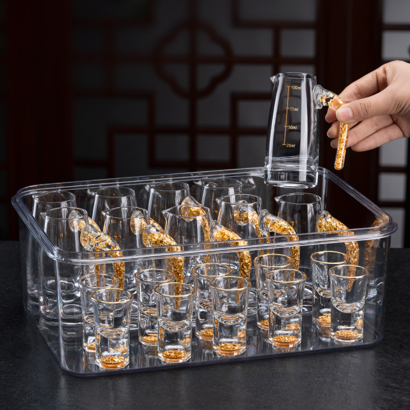 Set de 6 pahare din sticlă pentru lichior cu dozator, pentru uz casnic, design elegant