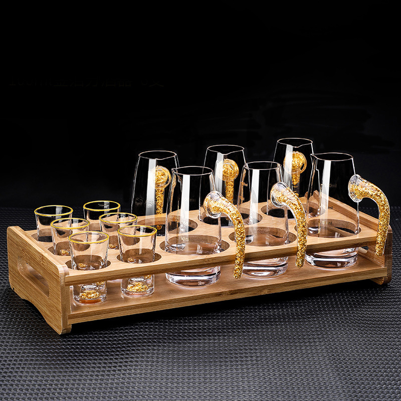Set de 6 pahare din sticlă pentru lichior cu dozator, pentru uz casnic, design elegant